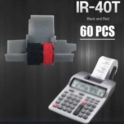 60pcs IR-40T Black & Red Calculator Ink Rollera for CP13 NR42 IR40T Sharp Casio - Image 1 of 4
