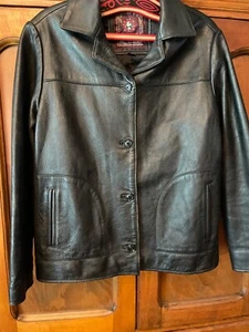 Men’s Territory Ahead Black Distressed Pebbled Leather Jacket Size MT - Bild 1 von 13