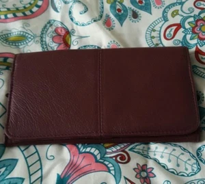 TOP GRAIN COWHIDE Leather Wallet Purse Plum Purple A1 - Imagen 1 de 4