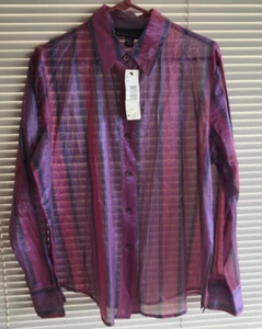 LINDA ALLARD ELLEN TRACY SEMI-SHEER SHIRT BLOUSE TOP shimmer Size 16 NWT - Picture 1 of 7