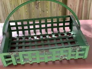 Vintage Industrial Heavy Metal Steel Basket With Swivel Swinging Handles - Picture 1 of 5