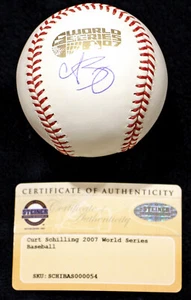 CURT SCHILLING 2007 WORLD SERIES SIGNED BASEBALL BOSTON RED SOX 07 STEINER COA - Picture 1 of 12