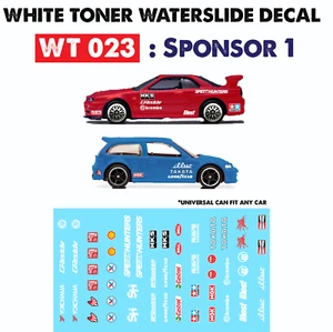 Calcomanías de tobogán acuático de tóner blanco WT023 PATROCINADOR 1 para Hot Wheels personalizadas 1:64 - Imagen 1 de 6