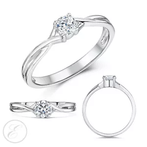 9ct Oro Blanco Anillo de Compromiso 1 Diamante Cuarto Tercer O Medio Quilate - Imagen 1 de 7