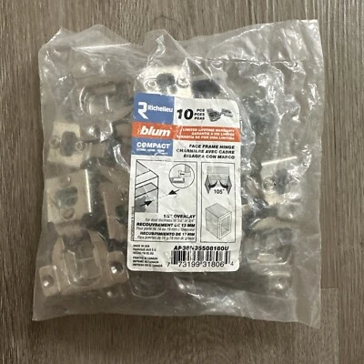 Blum 10 Pk Níquel Auto Cierre Oculto Gabinete Bisagra 105° Apertura 1/2” Superposición Foto 1 de 4