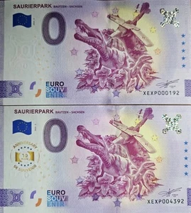 2er Set 0 Euro Schein Saurierpark Bautzen - Sachsen XEXP 2025-2 - Bild 1 von 1