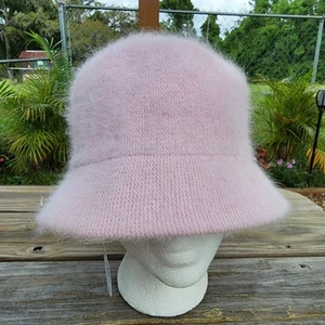 NEW Women's Bucket Hat Light Pink One Size Cloche Angora & Wool Vintage? - Picture 1 of 11