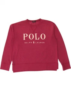 POLO RALPH LAUREN Womens Graphic Sweatshirt Jumper UK 14 Medium Pink DG83 - Picture 1 of 3