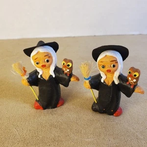 2 Vintage rote Ton Terrakotta spanische Schlamm Menschen Hexen Halloween Herbst 2,5" - Bild 1 von 21