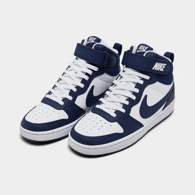 Big Kid's Nike Court Borough Mid 2 (GS) White Blue Void Signal Blue CD7782 107 - Image 1 of 4