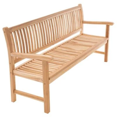 DIVERO 3-Sitzer robuste Gartenbank massiv Teak Holz Natur Handarbeit 180 cm - Bild 1 von 4