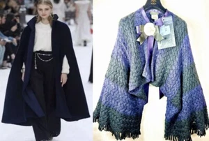 5k Chanel 2014 Tweed Knit Cape Coat Jacket Top Shirt 34 36 38 40 2 4 6 8 S M L - Picture 1 of 24