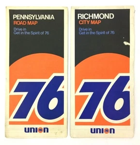 76 Union 76 Gasoline Vintage Old Road Maps Oil Gas Advertising Richmond & PA lot - Picture 1 of 10