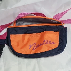 Nautica Adult Unisex Adjustable Orange & Black Waist Belt Fanny Pack Bag Carrier - Picture 1 of 10