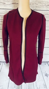 Cardigan maglione donna medio petite Chico’s rosso scuro pesante aperto morbido - Foto 1 di 11