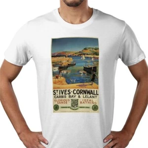 St Ives Cornwall Gift vintage English tourism poster sign art print t-shirt tee - Picture 1 of 4