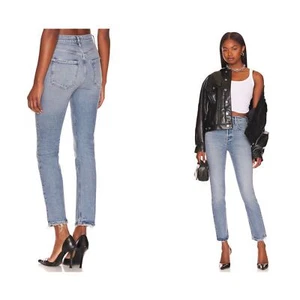 AGOLDE Revolve Straight Jeans High Waisted Riley Casual Faded Distressed Blue 24 - Picture 1 of 7