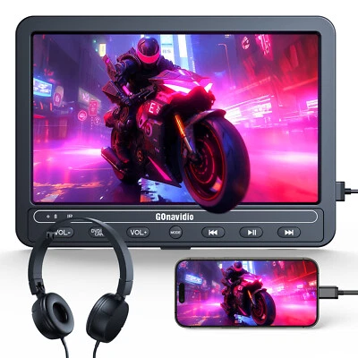 10.5'' HD Screen Car Headrest DVD Player Back-Seat Monitor Battery USB+Headsets - Image 1 of 4