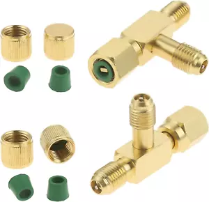 2 Pezzi T di Accesso Accoppiatore Rapido, 1/4'' Valvole Core Tee Adattatore con Connessione Girevole - Foto 1 di 12