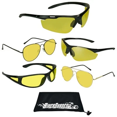 Gafas de sol polarizadas amarillas con lentes visión nocturna gafas para conducir motocicleta Foto 1 de 4
