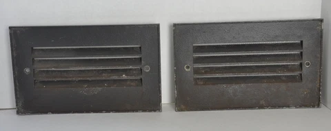 Vintage Cast Iron Theatre Aisle Light Covers/Faceplates Only With Glass Lot Of 2 Cover