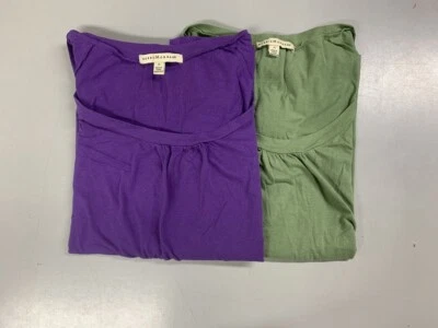 Set of 2 Debbie Morgan Womens T Shirts - Cotton - Purple + Green - XL - Image 1 of 4