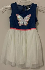 Pink Violet Girls Size 4 Tutu Style Sleeveless Blue White Dress! A3173 - Picture 1 of 3