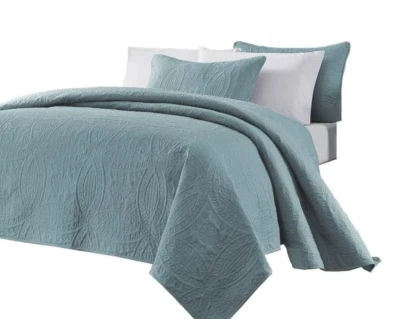 Chezmoi Collection Austin 3-Piece Oversized Bedspread Coverlet Set King Size (S1 - Image 1 of 4