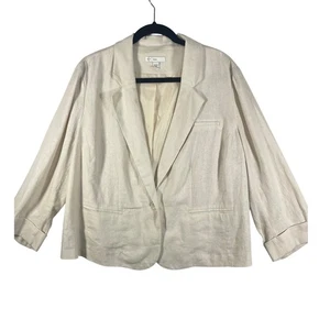 C EST 1946 Linen Blend Blazer Career Office Casual Neutral Beige Size 18/20W - Picture 1 of 10