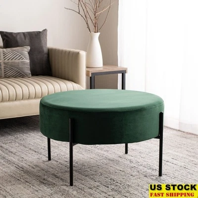 Moderna otomana redonda de cóctel con tapicería de terciopelo elegante muebles de interior nueva Foto 1 de 4