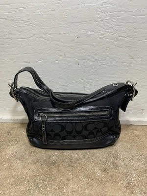 Coach Signature East West Shoulder Bag 9363 Purse Legacy Black Y2k READ - Image 1 of 4