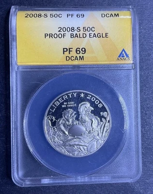 2008-S 50c Bald Eagle PF69 DCAM New ANACS No Spots Pristine Beauty  - Image 1 of 4