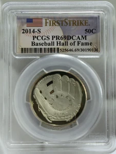2014 S Baseball HOF Commemorative Half Dollar - PCGS PR69DCAM First Strike - Picture 1 of 2