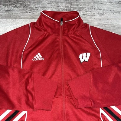 Adidas Wisconsin Badgers Women’s Full Zip Track Jacket Red Sz Medium - Image 1 of 4
