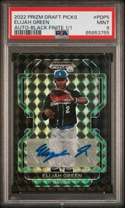2022 Elijah Green 1/1  Autograph Black Finite PSA 9 Prizm Draft Picks Auto Card - Picture 1 of 2