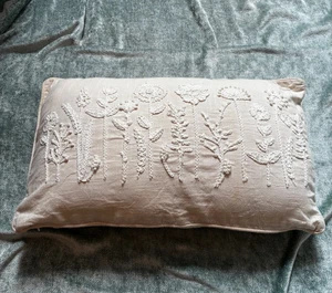 NEXT cream embroidered cotton cushion 50 x 30 cm - Picture 1 of 8