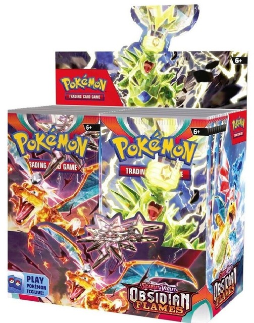  Pokemon Caja de refuerzo de 3 llamas de obsidiana escarlata y  violeta : Juguetes y Juegos