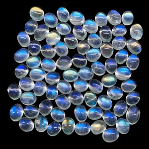 16 Pcs Natural Blue Fire Moonstone 5mm*4mm Oval Exclusive Quality Gemstones Lot - Picture 1 of 6