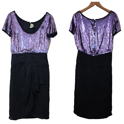 Винтажное шелковое платье с блестками Naeem Khan Riazee *FLAW* черная лаванда искусственное обертывание 10 - Изображение 1 из 4