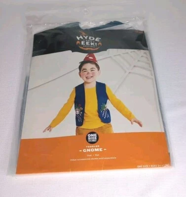 Hyde & Eek Gnomo Niño Pequeño Disfraz Azul Rojo Halloween Vestir Sombrero Chaleco Nuevo Foto 1 de 4