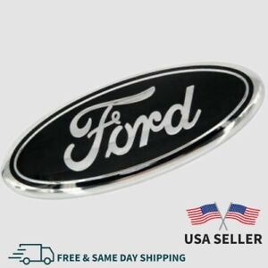BLACK & CHROME 2005-2014 Ford F150 FRONT GRILLE/ TAILGATE 9 inch Oval Emblem 1PC
