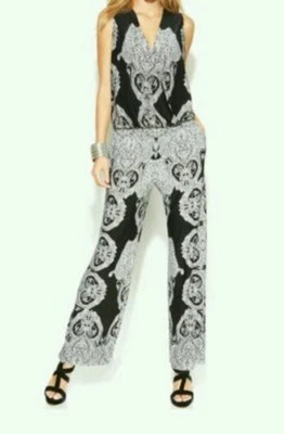 NEW! INC International Concepts Surplice-Neck Printed Sleeveless Jumpsuit Large — 第 1/4 张图片