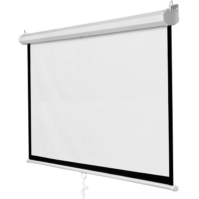 Manual Pull Down Projector Screen 84" X 84" 1:1 Format HD Home Theater - Image 1 of 4