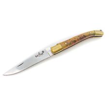 Laguiole Custom Folding Pocket Knife, ~2" Stainless & Straight Blade, France