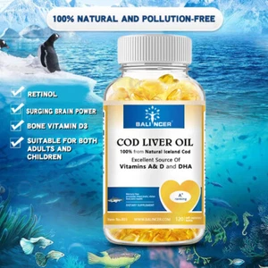  Olio di Fegato di Merluzzo Capsule 1200mg, 120 Capsule Morbide - Senza OGM e Senza Glutine - Foto 1 di 8