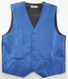 Pierre Cardin Vest Waistcoat Mens XL Blue Black Textured Fabric Button - Picture 1 of 9
