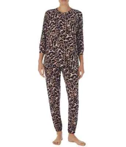 Donna Karan Leopard Print Sweater Knit Pajama Set L90616 Size Large - Picture 1 of 4