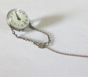 ANTIQUE SOLID SILVER & GLASS BALL POCKET WATCH for CHATELAINE 
