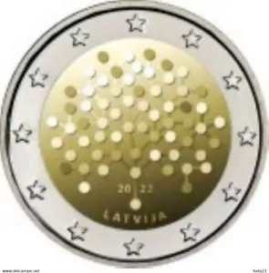 2 euros LETONIA 2022 ÁRBOL DE DINERO - Educación financiera - MONEDA - de rollo unc - Imagen 1 de 1