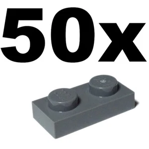 NEW LEGO - PLATES - 1 x 2 - Gray Dark Bluish plate x 50 - 1x2 - Picture 1 of 1